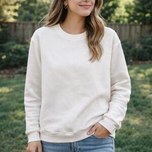 Cream Sherpa Pullover Sweatshirt, Cozy Fleece Lined, Size L